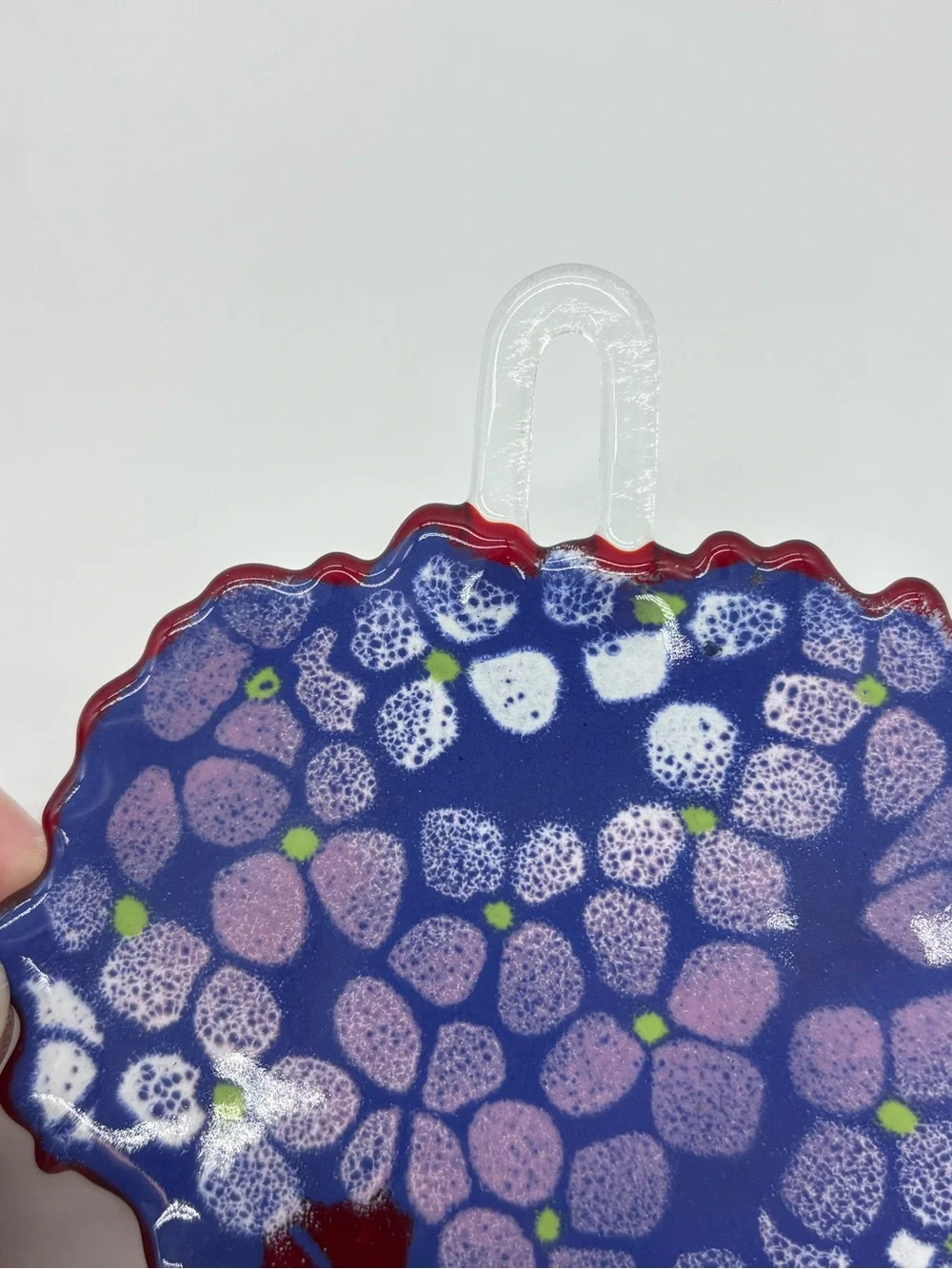 Hand Blown Glass Hydrangea Flower Suncatcher Purple Whimsical Boho Cottagecore